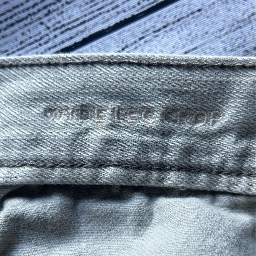 American Eagle Wide Leg Crop button fly patch pockets green jeans size 2 regular - Picture 5 of 15